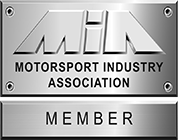 Shiny chrome plaque reading 'Motorsport Industry Association' with a separate 'MEMBER' plate.